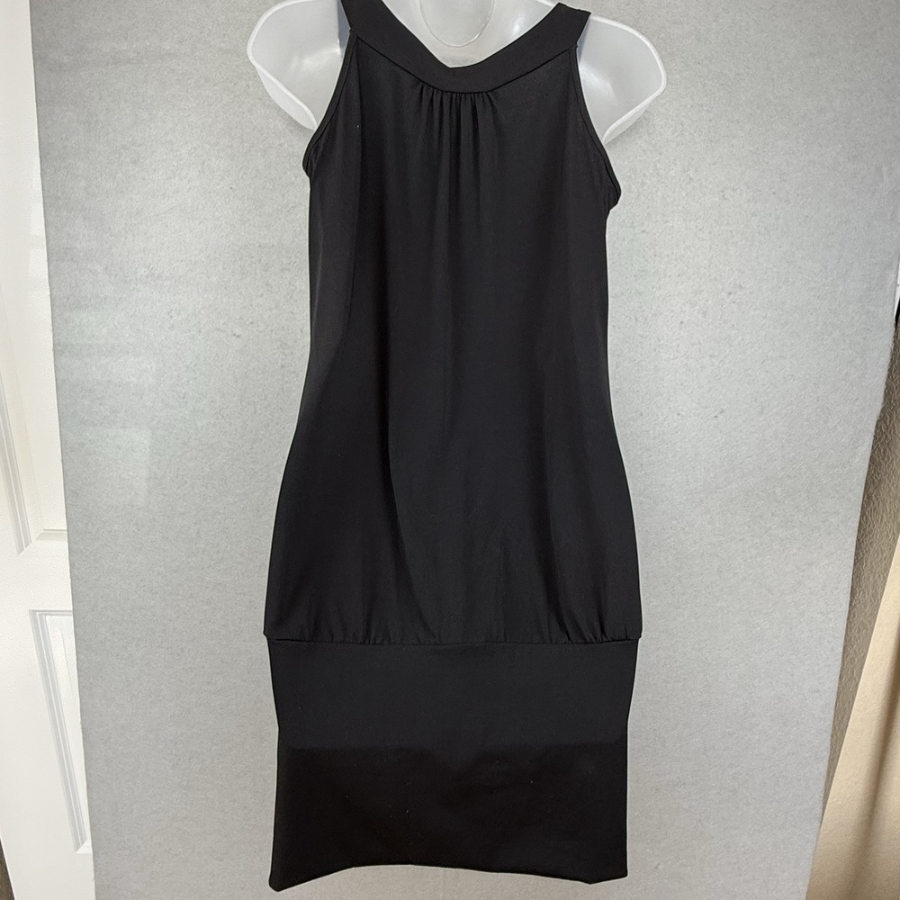 VTG Wet Seal Black Sequin Neck Halter Top/Dress Banded Sz M Sleeveless 90's Y2K - Picture 2 of 9